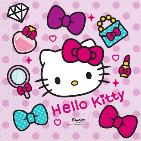 Dvouvrstvé ubrousky „Hello Kitty“, 33 × 33 cm, 20 ks