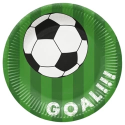 Kulatý papírový talíř "Soccer Green" o průměru 23 cm 8 ks.