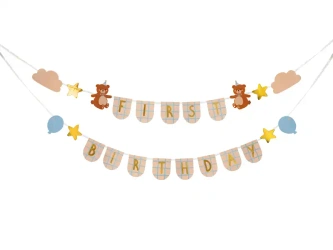 Papírový banner „Happy Birthday – Medvídci“, 2,55 m, 1 ks