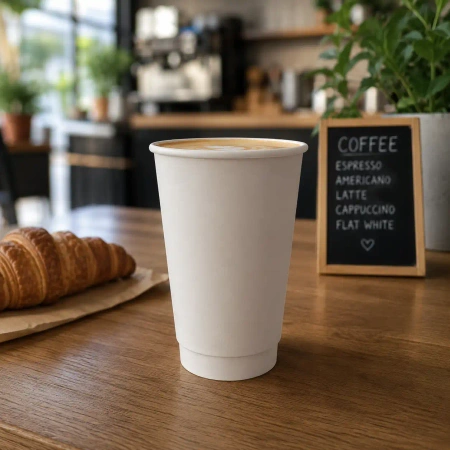 Papírový dvoustěnný kelímek bílý, matný, disperze 350 ml, průměr 90 mm, 25 ks