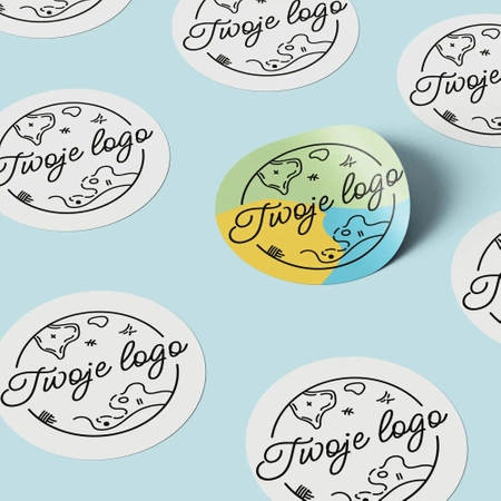 Samolepicí samolepky s logem - voděodolné, matné/lesklé, průměr 4 cm, 1200 kusů