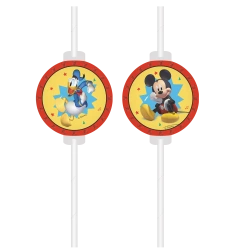 Papírová brčka Mickey Mouse, 22 cm, 4 ks.