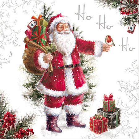 Ubrousky 3vrstvé "HoHoHo" 1/4 33 x 33 cm 20 ks