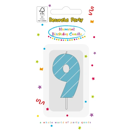 Narozeninová svíčka Modrá „9“, 1 ks