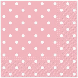 Třívrstvé ubrousky "Dots Pink", 1/4, 25 x 25 cm 20 ks.