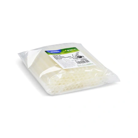 Opakovaně použitelné brčka z biokompozitu bílá 8/140 mm 100 ks