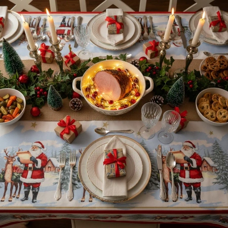 Papírový ubrus a'la látka "Dear Santa" 120 x 180 cm 1 ks.