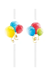 Papírová brčka Sparkling Balloons 20 cm, 4 ks.