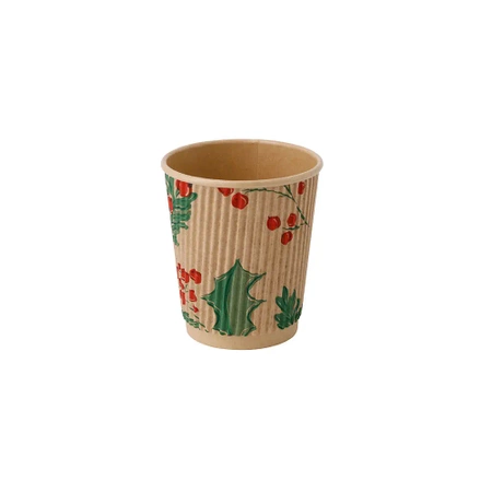 Kelímek z vlnitého kraftového papíru, disperzní, "Vánoční" 250 ml, ø 80 mm 25 ks.
