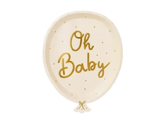 Papírové talíře „Oh Baby“, 17,5 × 22 cm, 6 ks
