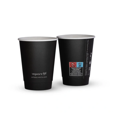 Dvoustěnný papírový kelímek černý 350 ml, průměr 90 mm 25 ks