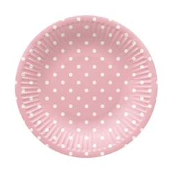 Kulatý papírový talíř "Dots Pink" o průměru 18 cm 8 ks.