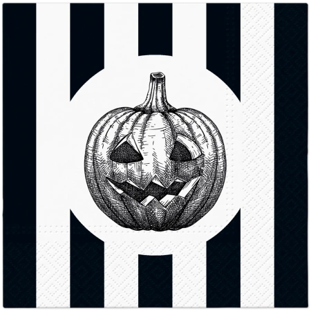 Třívrstvé ubrousky "Striped Pumpkin / Halloween", 1/4, 33 x 33 cm 20 ks.