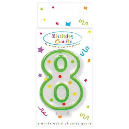 Narozeninová svíčka Puntíky „8“, 1 ks