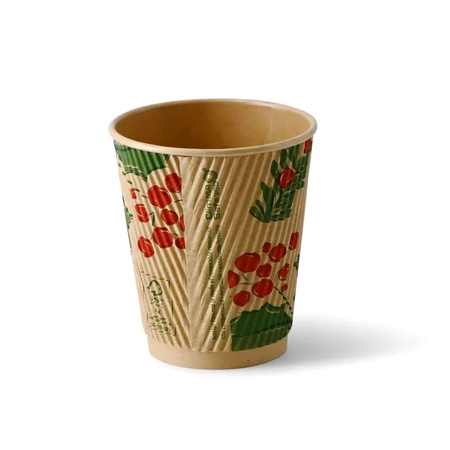 Kelímek z vlnitého kraftového papíru, disperzní, "Vánoční" 250 ml, ø 80 mm 25 ks.