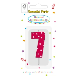 Narozeninová svíčka Růžová „7“, 1 ks