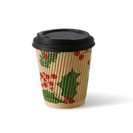 Kelímek z vlnitého kraftového papíru, disperzní, "Vánoční" 250 ml, ø 80 mm 25 ks.
