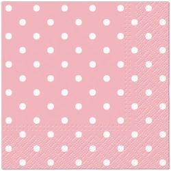 Třívrstvé ubrousky "Dots Pink", 1/4, 25 x 25 cm 20 ks.