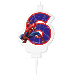Narozeninová svíčka Spiderman „6“, 1 ks.