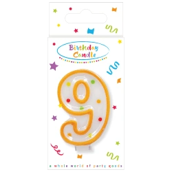 Narozeninová svíčka Puntíky „9“, 1 ks