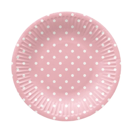 Kulatý papírový talíř "Dots Pink" o průměru 18 cm 8 ks.