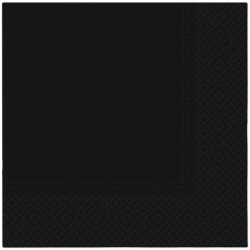 Třívrstvé ubrousky, černé, 1/4, 33 x 33 cm 20 ks