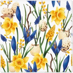 Třívrstvé ubrousky "Velikonoční Narcisy", 1/4, 33 x 33 cm 20 ks