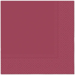 Třívrstvé ubrousky, bordó, 1/4, 33 x 33 cm 20 ks