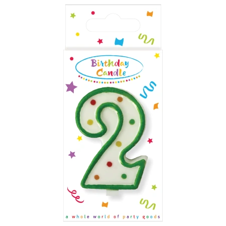 Narozeninová svíčka Puntíky „2“, 1 ks