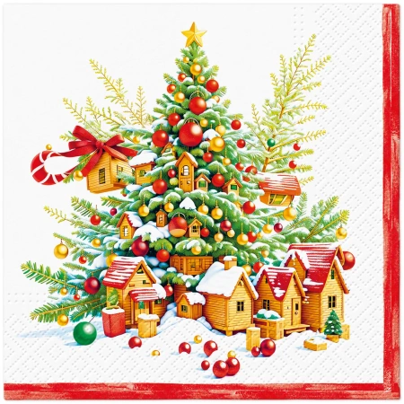 Třívrstvé ubrousky "Festive Joy Tree", 1/4, 33 x 33 cm 20 ks.