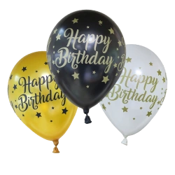 Latexové balónky „Milestone Happy Birthday“ 28 cm, 6 ks.