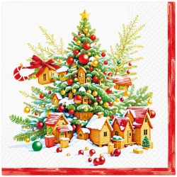 Třívrstvé ubrousky "Festive Joy Tree", 1/4, 33 x 33 cm 20 ks.