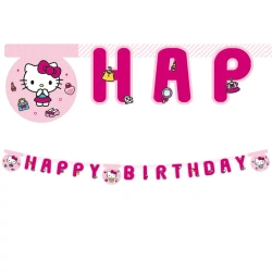 Papírový narozeninový banner Hello Kitty, 2 m 1 ks