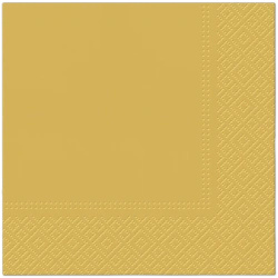 Třívrstvé ubrousky, zlatý, 1/4, 33 x 33 cm 20 ks