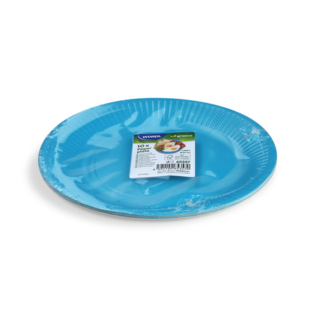Kulatý papírový talíř, modrý, průměr 23 cm, 10 ks.