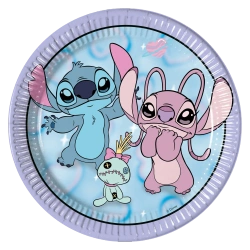 Papírové talíře „Stitch & Angel“, 23 cm, 8 ks