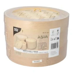 Parní košík z bambusu „ASIA“, výška 13,5 cm, průměr 21 cm, 3dílný, 1 ks