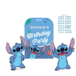 Personalizovaná stěna se samolepkami, 1 ks + 2 figurky Stitch