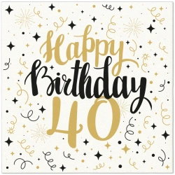 Ubrousky Premium Airlaid "Birthday 40" 40 cm x 40 cm, 50 ks