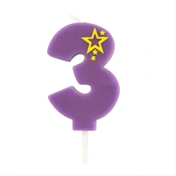 Narozeninová svíčka Fialová číslice „3“, 1 ks.