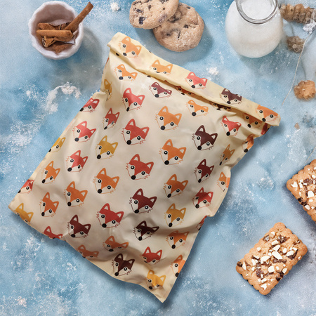 Voskové sáčky na potraviny „Lišky“ L 23 × 32 cm – 1 ks.