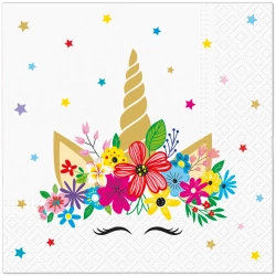 3vrstvé ubrousky "Unicorn Party", 1/4, 33 x 33 cm, 20 ks