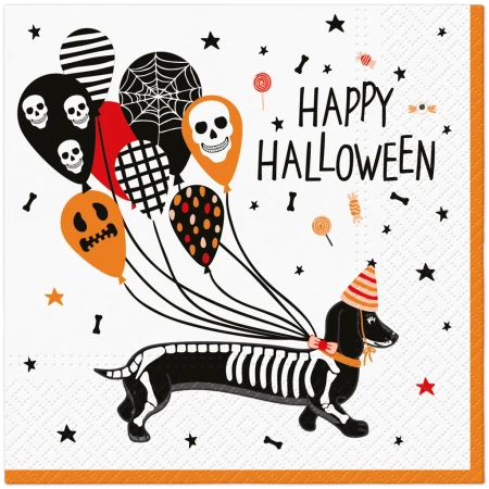 Třívrstvé ubrousky "Spooky Dachshund / Halloween", 1/4, 33 x 33 cm 20 ks.