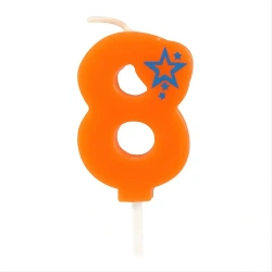 Narozeninová svíčka Oranžová číslice „8“, 1 ks.