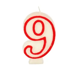 Narozeninová svíčka bílá číslice „9“, 1 ks.