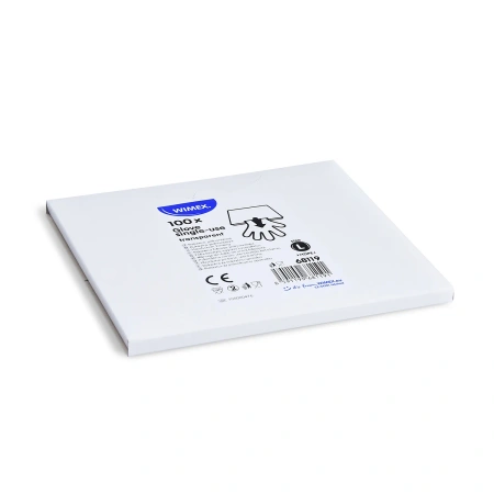 Průhledné hdpe jednorázové rukavice v krabičce, "L", 100 ks