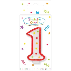 Narozeninová svíčka Puntíky „1“, 1 ks