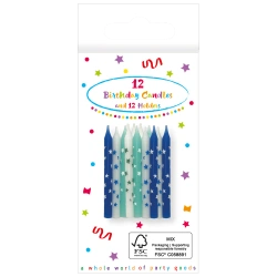 Narozeninové svíčky „Blue“, 12 ks.
