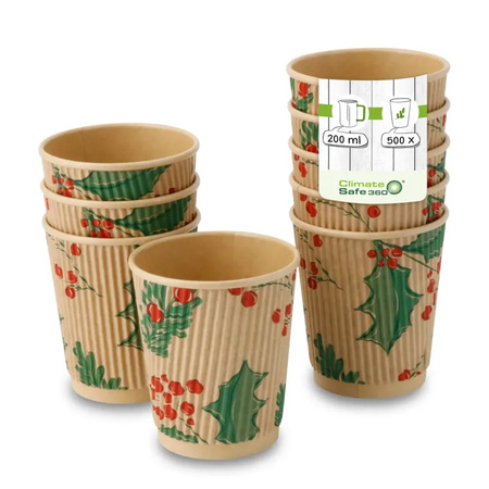 Kelímek z vlnitého kraftového papíru, disperzní, "Vánoční" 250 ml, ø 80 mm 25 ks.