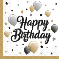 Ubrousky 2vrstvé Milestone Happy Birthday 33x33 cm 20 ks